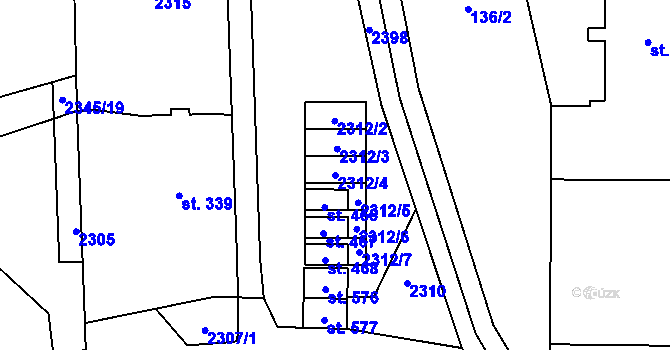 Parcela st. 2312/4 v KÚ Roztoky u Jilemnice, Katastrální mapa