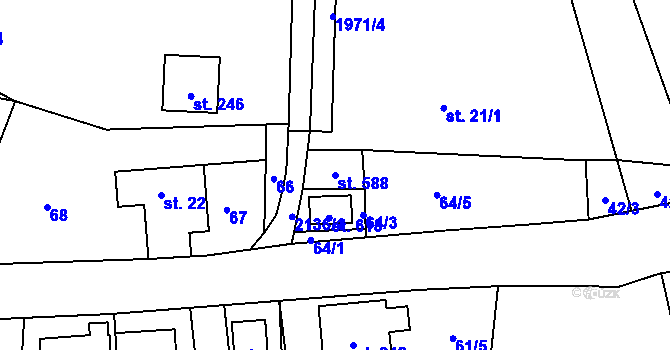 Parcela st. 588 v KÚ Roztoky u Jilemnice, Katastrální mapa