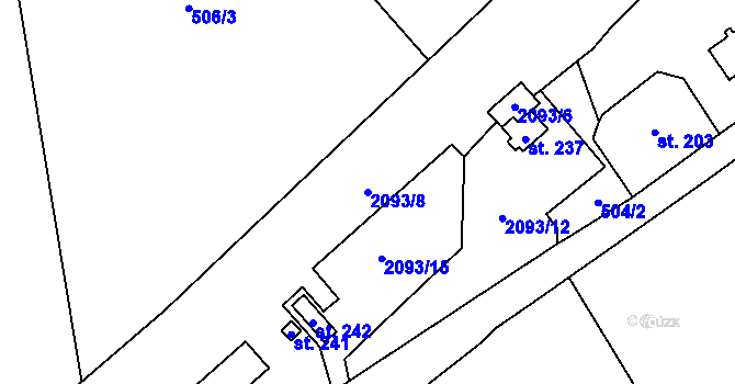 Parcela st. 2093/8 v KÚ Roztoky u Jilemnice, Katastrální mapa