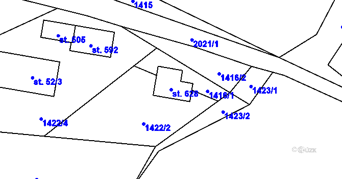 Parcela st. 628 v KÚ Roztoky u Jilemnice, Katastrální mapa