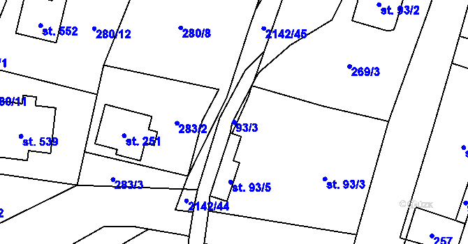 Parcela st. 93/3 v KÚ Roztoky u Jilemnice, Katastrální mapa
