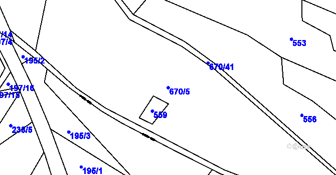 Parcela st. 670/5 v KÚ Roztoky u Jilemnice, Katastrální mapa