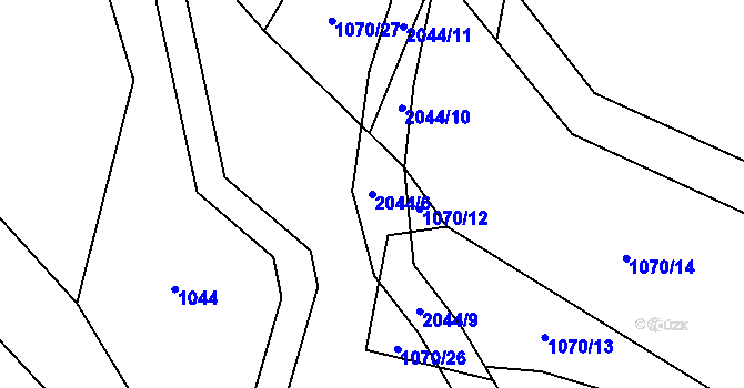 Parcela st. 2044/6 v KÚ Roztoky u Jilemnice, Katastrální mapa