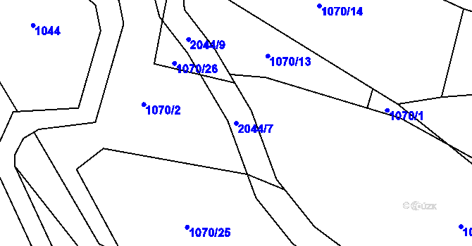 Parcela st. 2044/7 v KÚ Roztoky u Jilemnice, Katastrální mapa