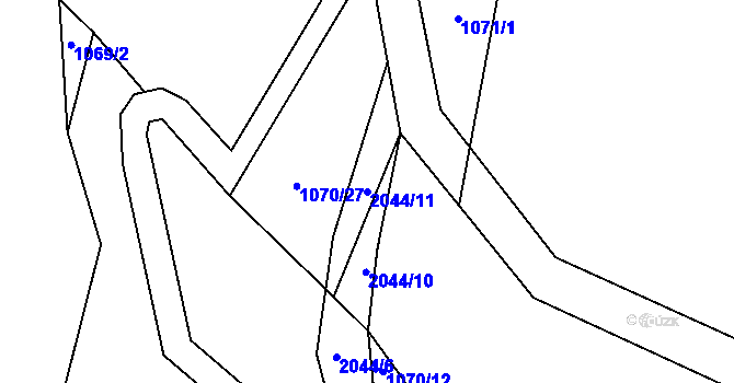 Parcela st. 2044/11 v KÚ Roztoky u Jilemnice, Katastrální mapa