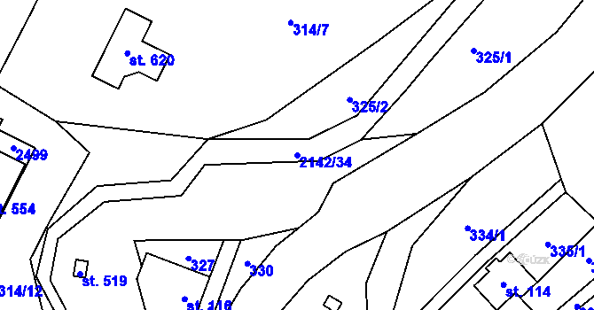 Parcela st. 2142/34 v KÚ Roztoky u Jilemnice, Katastrální mapa