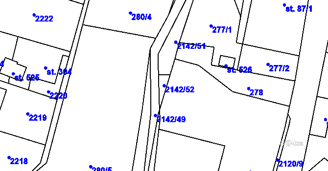 Parcela st. 2142/52 v KÚ Roztoky u Jilemnice, Katastrální mapa
