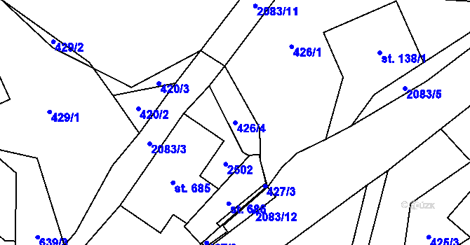Parcela st. 426/4 v KÚ Roztoky u Jilemnice, Katastrální mapa