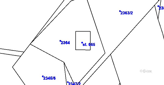 Parcela st. 665 v KÚ Roztoky u Jilemnice, Katastrální mapa