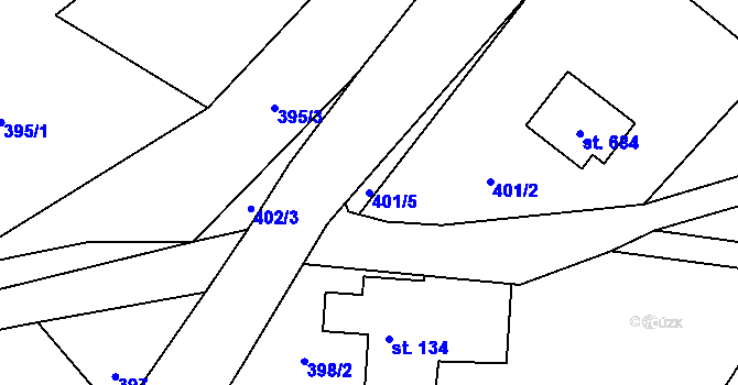 Parcela st. 401/5 v KÚ Roztoky u Jilemnice, Katastrální mapa