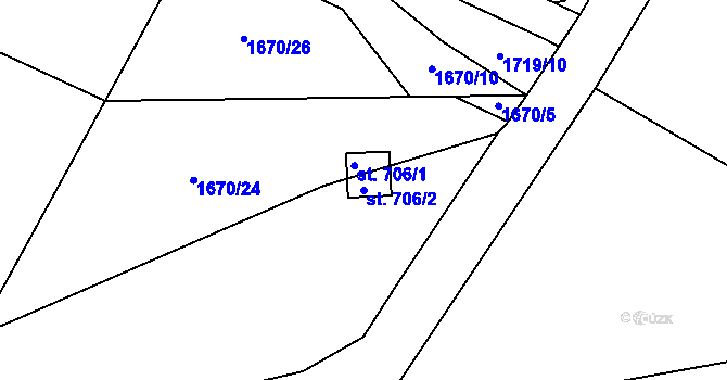Parcela st. 706/2 v KÚ Roztoky u Jilemnice, Katastrální mapa