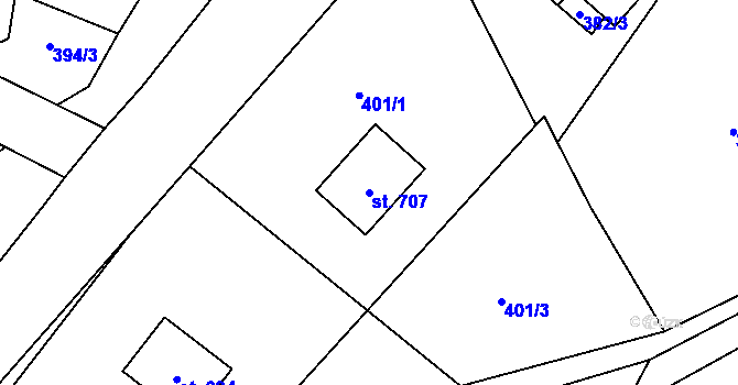 Parcela st. 707 v KÚ Roztoky u Jilemnice, Katastrální mapa