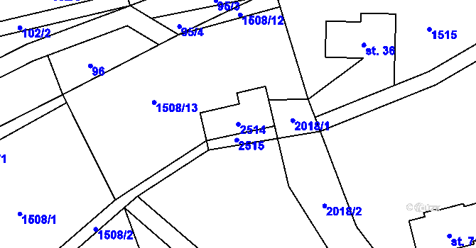Parcela st. 2514 v KÚ Roztoky u Jilemnice, Katastrální mapa
