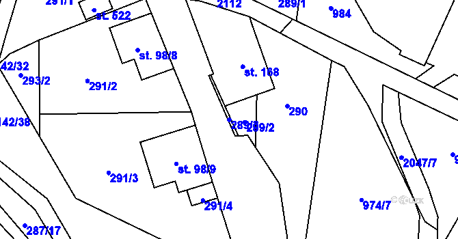 Parcela st. 289/3 v KÚ Roztoky u Jilemnice, Katastrální mapa