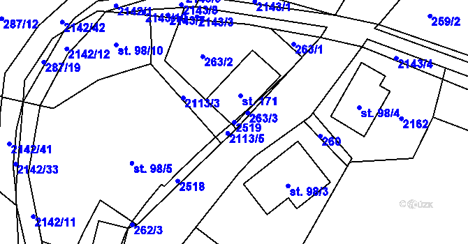 Parcela st. 2519 v KÚ Roztoky u Jilemnice, Katastrální mapa