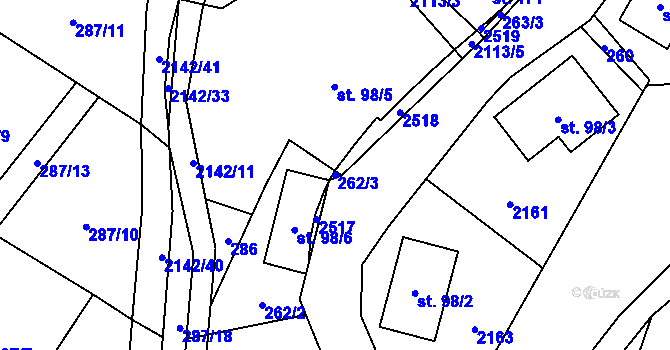Parcela st. 262/3 v KÚ Roztoky u Jilemnice, Katastrální mapa