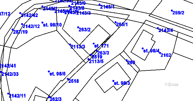 Parcela st. 263/3 v KÚ Roztoky u Jilemnice, Katastrální mapa