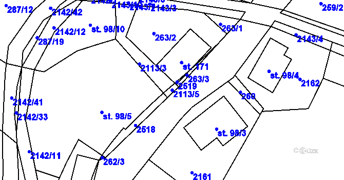 Parcela st. 2113/5 v KÚ Roztoky u Jilemnice, Katastrální mapa