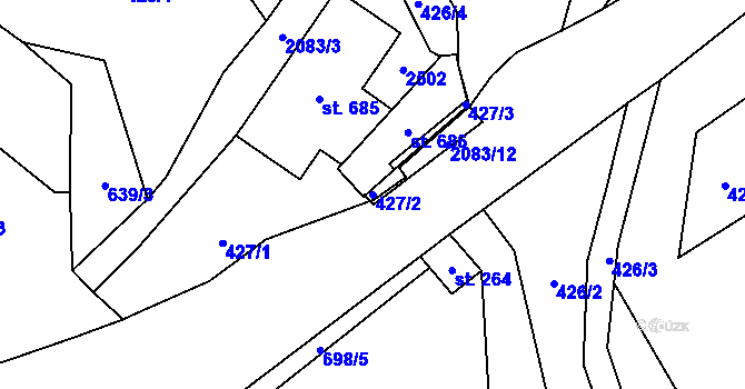Parcela st. 427/2 v KÚ Roztoky u Jilemnice, Katastrální mapa