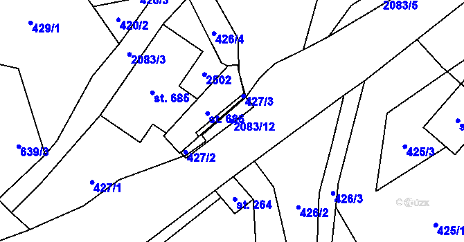 Parcela st. 2083/12 v KÚ Roztoky u Jilemnice, Katastrální mapa