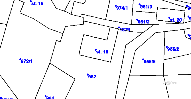 Parcela st. 18 v KÚ Roztoky u Semil, Katastrální mapa