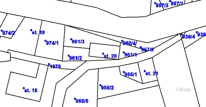 Parcela st. 20 v KÚ Roztoky u Semil, Katastrální mapa