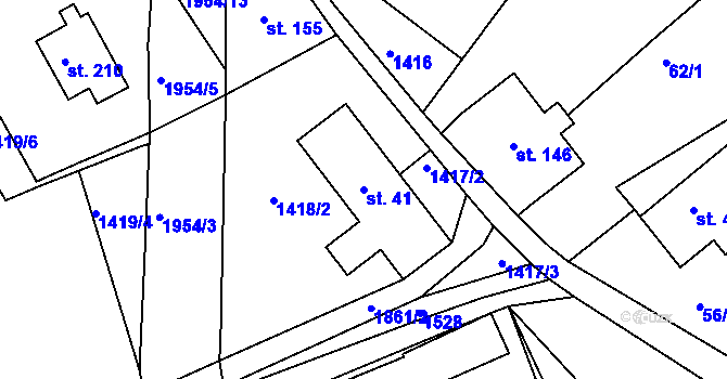 Parcela st. 41 v KÚ Roztoky u Semil, Katastrální mapa