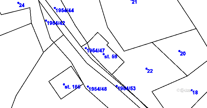 Parcela st. 59 v KÚ Roztoky u Semil, Katastrální mapa