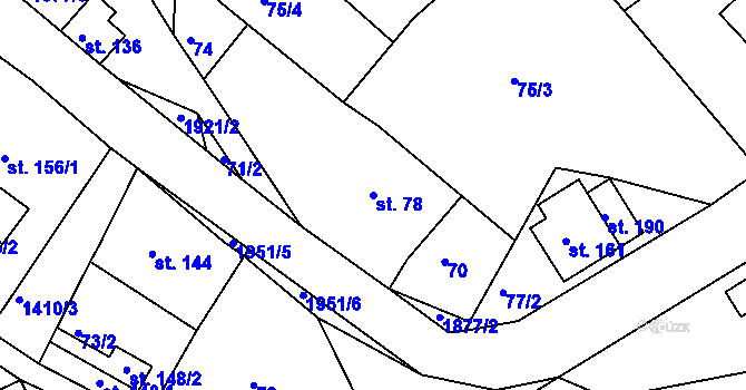 Parcela st. 78 v KÚ Roztoky u Semil, Katastrální mapa
