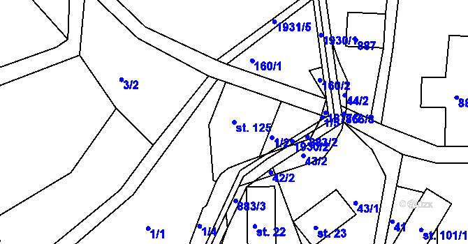 Parcela st. 125 v KÚ Roztoky u Semil, Katastrální mapa