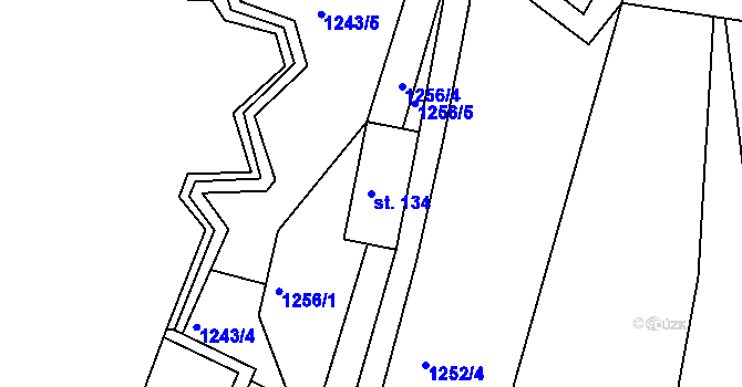 Parcela st. 134 v KÚ Roztoky u Semil, Katastrální mapa