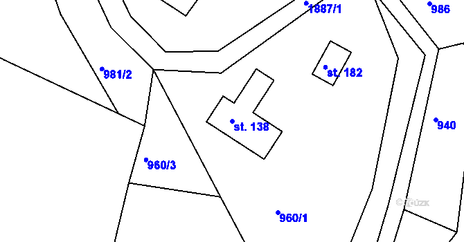 Parcela st. 138 v KÚ Roztoky u Semil, Katastrální mapa