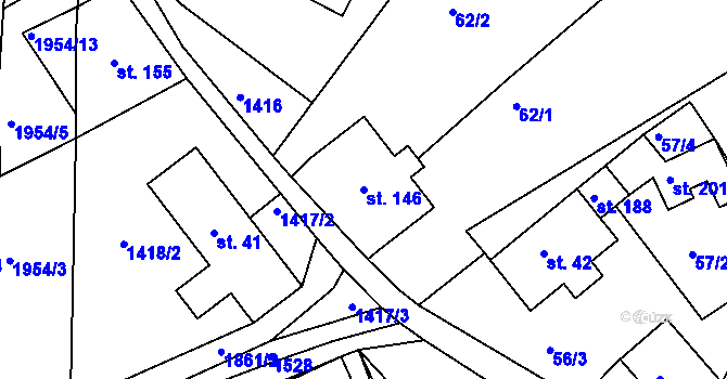 Parcela st. 146 v KÚ Roztoky u Semil, Katastrální mapa