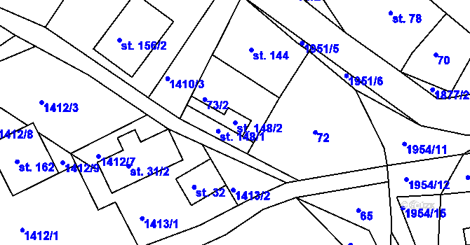 Parcela st. 148/2 v KÚ Roztoky u Semil, Katastrální mapa