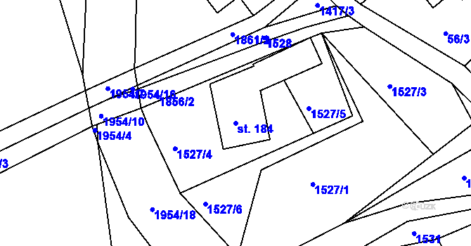 Parcela st. 184 v KÚ Roztoky u Semil, Katastrální mapa