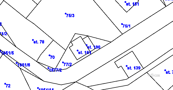 Parcela st. 190 v KÚ Roztoky u Semil, Katastrální mapa