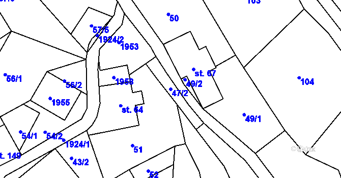 Parcela st. 47/2 v KÚ Roztoky u Semil, Katastrální mapa