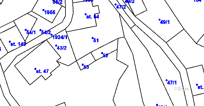 Parcela st. 52 v KÚ Roztoky u Semil, Katastrální mapa