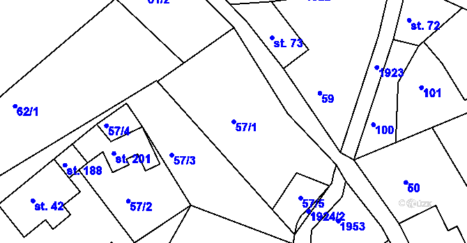 Parcela st. 57/1 v KÚ Roztoky u Semil, Katastrální mapa