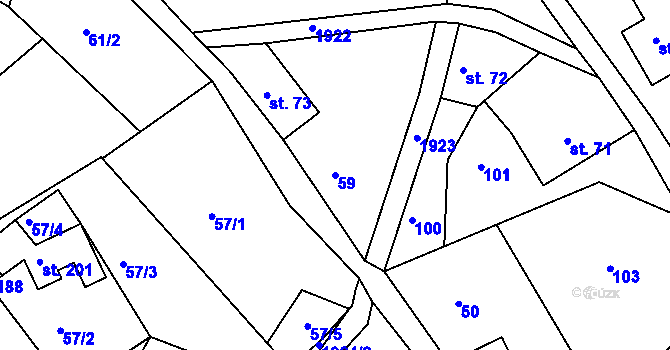 Parcela st. 59 v KÚ Roztoky u Semil, Katastrální mapa