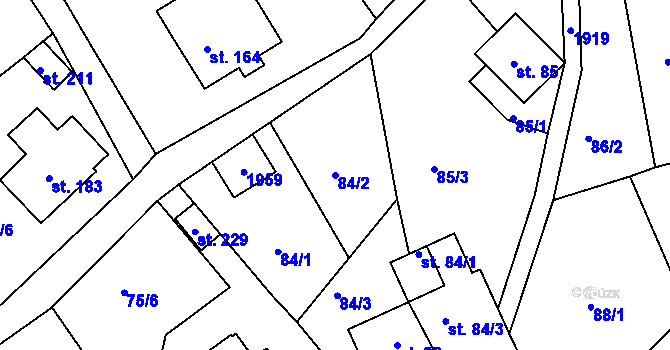 Parcela st. 84/2 v KÚ Roztoky u Semil, Katastrální mapa