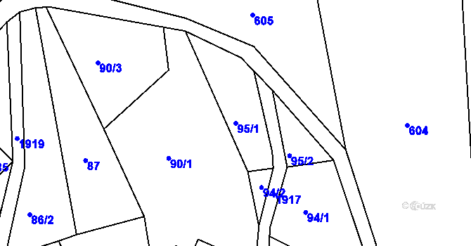 Parcela st. 95/1 v KÚ Roztoky u Semil, Katastrální mapa