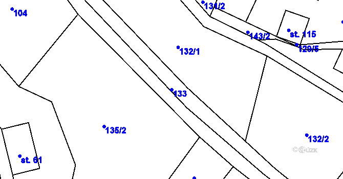 Parcela st. 133 v KÚ Roztoky u Semil, Katastrální mapa