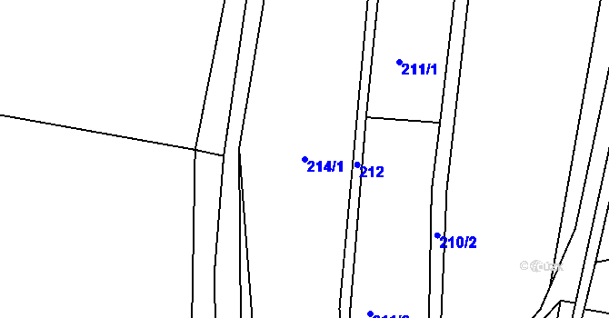 Parcela st. 214/1 v KÚ Roztoky u Semil, Katastrální mapa