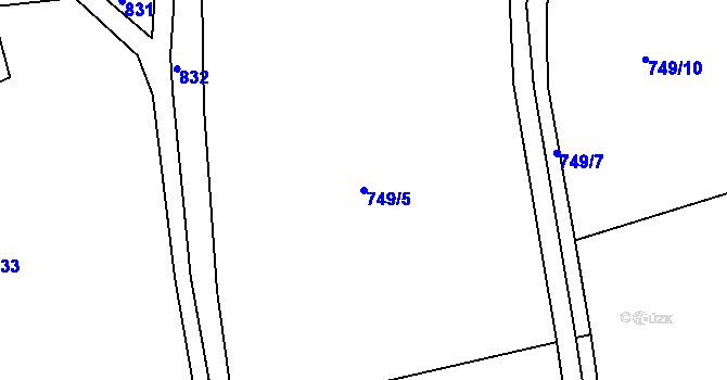 Parcela st. 749/5 v KÚ Roztoky u Semil, Katastrální mapa
