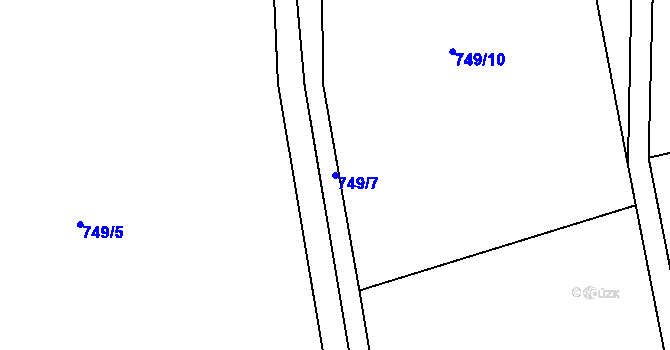 Parcela st. 749/7 v KÚ Roztoky u Semil, Katastrální mapa