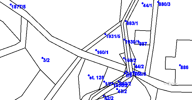 Parcela st. 160/1 v KÚ Roztoky u Semil, Katastrální mapa