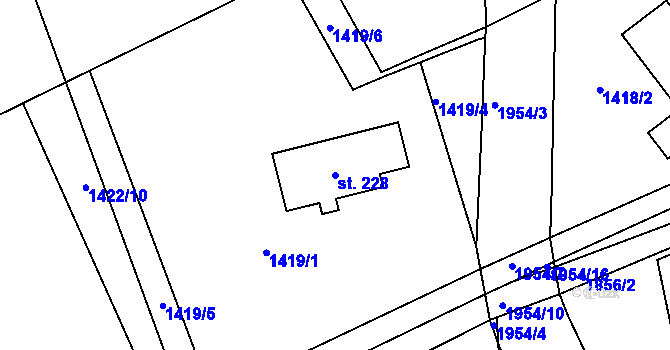 Parcela st. 228 v KÚ Roztoky u Semil, Katastrální mapa