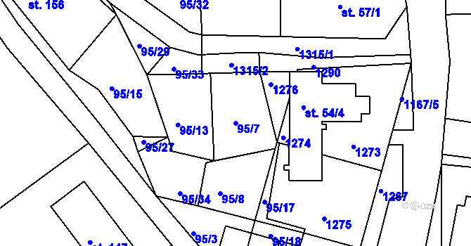 Parcela st. 95/7 v KÚ Svatá Kateřina u Rozvadova, Katastrální mapa