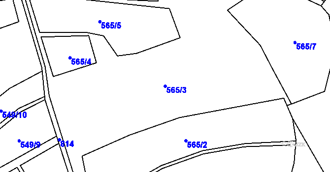 Parcela st. 565/3 v KÚ Nové Domky, Katastrální mapa